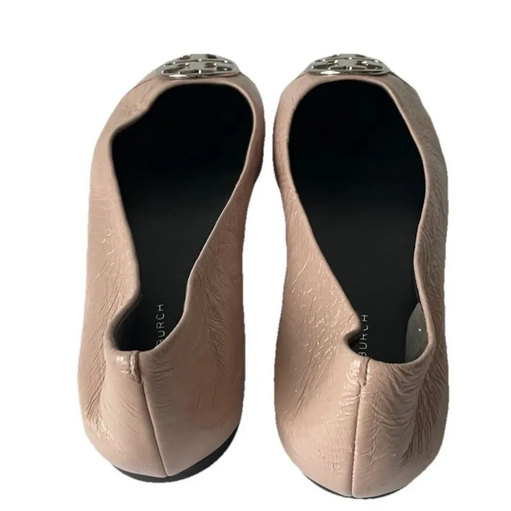 NEW TORY BURCH CHELSEA CAP TOE LEATHER BALLET FLAT IN SHELL PINK US SIZE 7.5